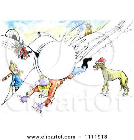 Clipart Large Snowball Taking Down A Man - Royalty Free Illustration by Prawny