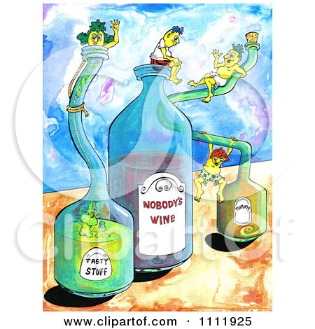 Clipart Person Sitting On A Nobodys Wine Bottle While Others Indulge - Royalty Free Illustration by Prawny
