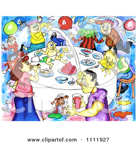 Clipart People Making A Mess At A Party Table - Royalty Free Illustration by Prawny