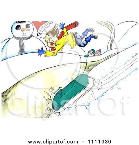 Clipart Kid Flying Off Of A Sled - Royalty Free Illustration by Prawny