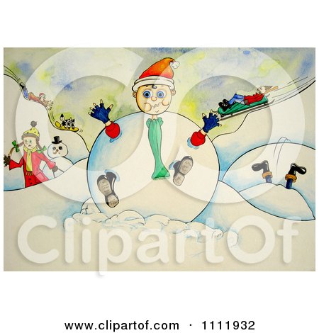 Clipart Boy Caught In A Giant Snowball - Royalty Free Illustration by Prawny