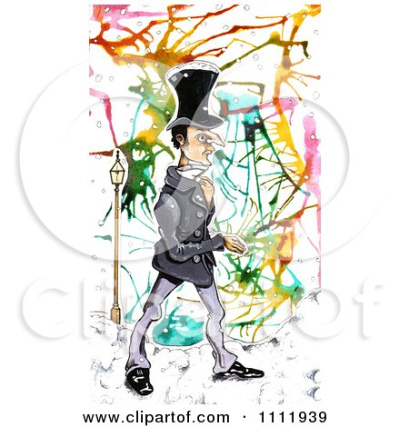 Clipart Victorian Man Walking Over Abstract Colors - Royalty Free Illustration by Prawny