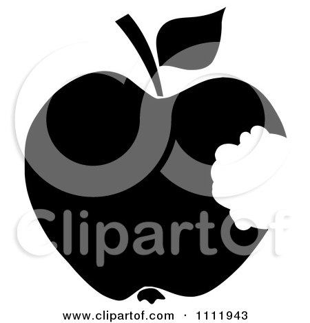 Clipart Black Apple With A Missing Bite - Royalty Free Vector Illustration by Hit Toon