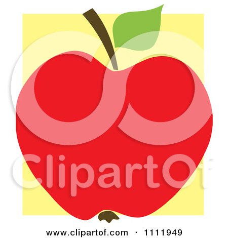 Clipart Red Apple Over A Yellow Square - Royalty Free Vector Illustration by Hit Toon