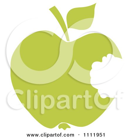 Clipart Green Apple With A Missing Bite - Royalty Free Vector Illustration by Hit Toon