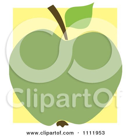 Clipart Green Apple On A Yellow Square - Royalty Free Vector Illustration by Hit Toon