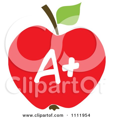 Clipart Red A Plus School Apple 1 - Royalty Free Vector Illustration by Hit Toon
