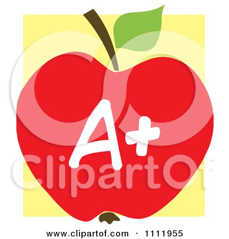 Clipart Red A Plus School Apple 2 - Royalty Free Vector Illustration by Hit Toon
