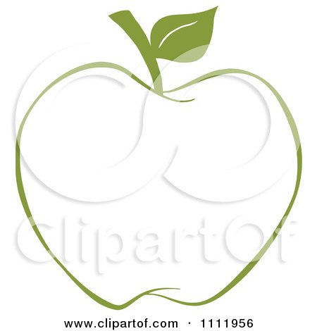 Clipart Green Apple Outline - Royalty Free Vector Illustration by Hit Toon