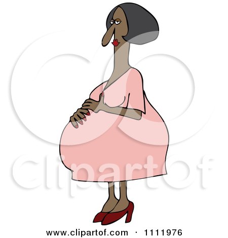 Clipart Pregnant Black Woman Resting Her Hand On Her Large Belly - Royalty Free Vector Illustration by djart