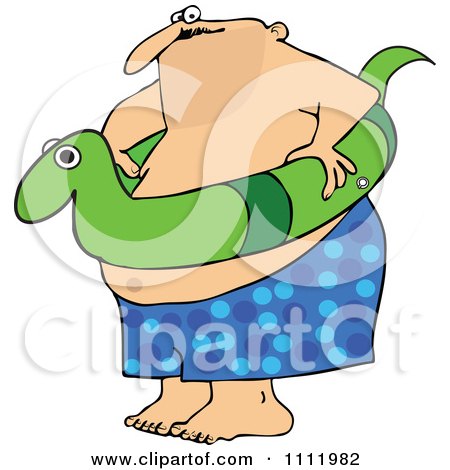 Clipart Chubby Man With A Snake Inner Tube - Royalty Free Vector Illustration by djart