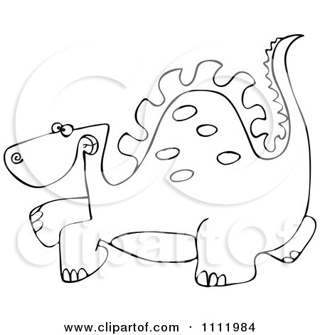Clipart Outlined Scared Dinosaur - Royalty Free Vector Illustration by djart