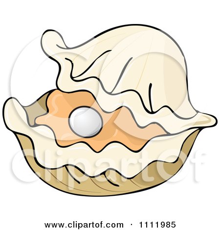 Clipart Pearl In An Open Oyster - Royalty Free Vector Illustration by djart