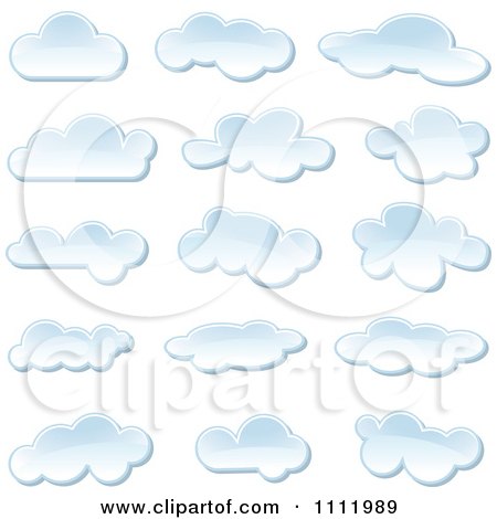 Clipart Puffy Cloud Icons - Royalty Free Vector Illustration by dero