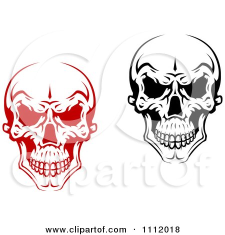 Clipart Evil Black And White And Red Skulls 2 - Royalty Free Vector Illustration by Vector Tradition SM