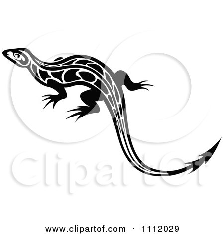 Clipart Black And White Tribal Lizard 8 - Royalty Free Vector Illustration by Vector Tradition SM