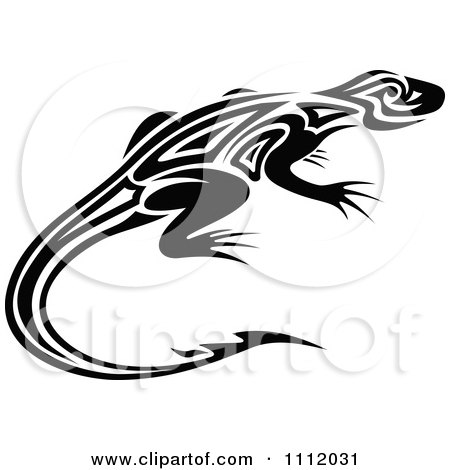 Clipart Black And White Tribal Lizard 6 - Royalty Free Vector Illustration by Vector Tradition SM
