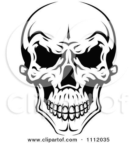 Clipart Evil Black And White Skull 2 - Royalty Free Vector Illustration by Vector Tradition SM