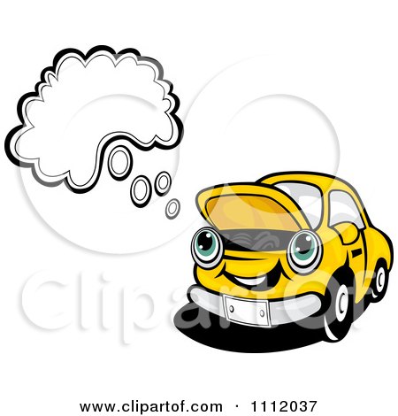 Clipart Broken Down Yellow Car With A Thought Balloon - Royalty Free Vector Illustration by Vector Tradition SM