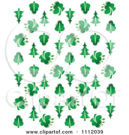 Clipart Seamless Evergreen Tree Background Pattern Over White - Royalty Free Vector Illustration by Vector Tradition SM