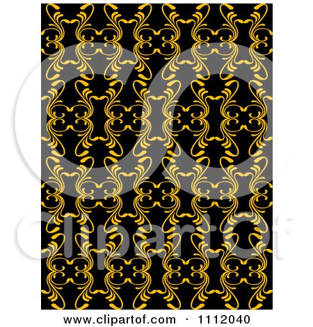 Clipart Seamless Vintage Golden Pattern On Black - Royalty Free Vector Illustration by Vector Tradition SM