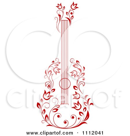 Clipart Red Floral Guitar - Royalty Free Vector Illustration by Vector Tradition SM