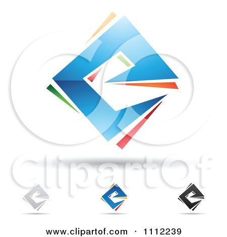 Clipart Abstract Letter E Icons With Shadows 2 - Royalty Free Vector Illustration by cidepix