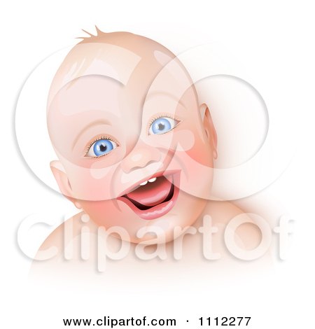 Clipart Happy Blue Eyed Caucasian Baby Laughing - Royalty Free Vector Illustration by Oligo