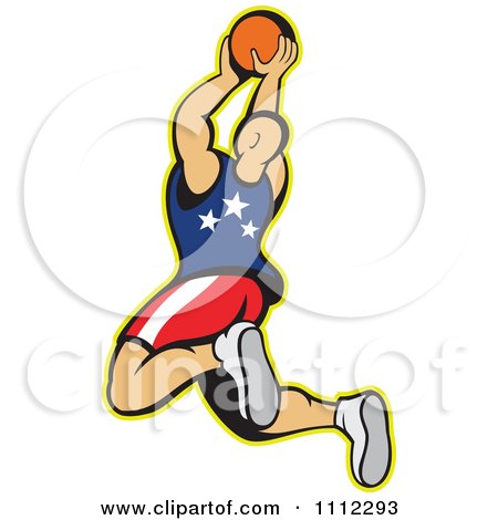 Clipart American Basketball Player Juming With The Ball - Royalty Free Vector Illustration by patrimonio