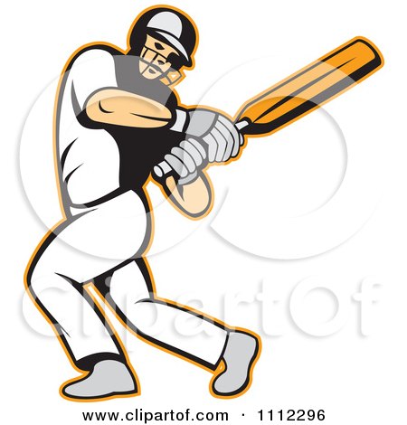 Clipart Batsman Swinging A Cricket Bat - Royalty Free Vector Illustration by patrimonio