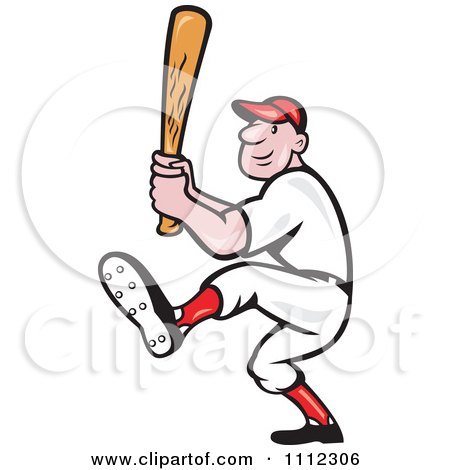 Clipart Baseball Player Athlete Swinging A Bat - Royalty Free Vector Illustration by patrimonio