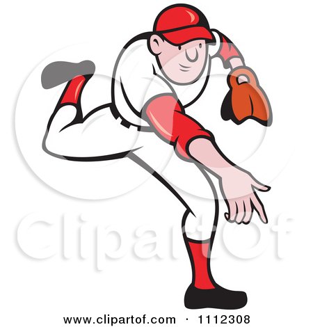 Clipart Baseball Player Pitcher Throwing - Royalty Free Vector Illustration by patrimonio