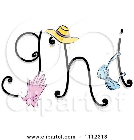Clipart Feminine Alphabet Letters G H And I - Royalty Free Vector Illustration by BNP Design Studio