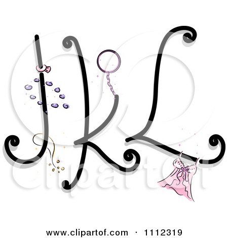 Clipart Feminine Alphabet Letters J K And L - Royalty Free Vector Illustration by BNP Design Studio