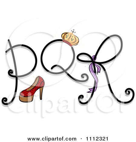 Clipart Feminine Alphabet Letters P Q And R - Royalty Free Vector Illustration by BNP Design Studio