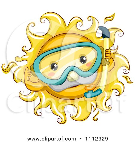 Clipart Happy Sun With Snorkel Gear - Royalty Free Vector Illustration by BNP Design Studio