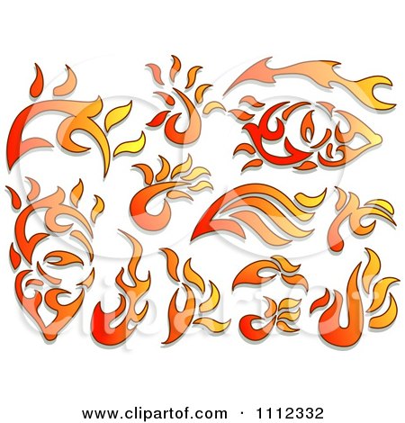 Clipart Flame Design Elements Forming Shapes 1 - Royalty Free Vector Illustration by BNP Design Studio