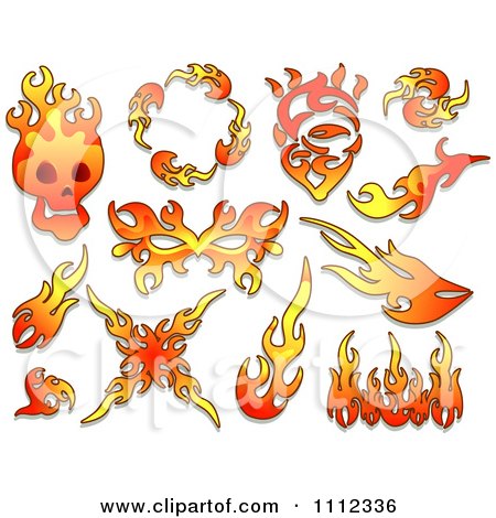 Clipart Flame Design Elements Forming Shapes 5 - Royalty Free Vector Illustration by BNP Design Studio