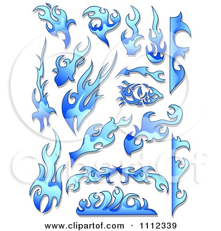 Clipart Blue Flame Design Elements Forming Shapes - Royalty Free Vector Illustration by BNP Design Studio