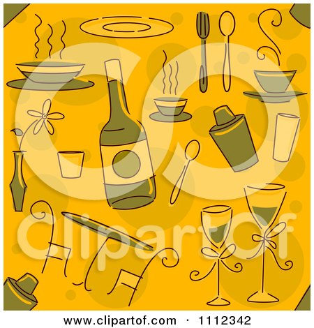 Clipart Seamless Fine Dining Background Pattern - Royalty Free Vector Illustration by BNP Design Studio