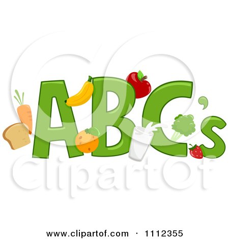 Clipart ABC Letters With Healthy Food - Royalty Free Vector Illustration by BNP Design Studio