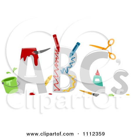 Clipart ABC Letters With Art Supplies - Royalty Free Vector Illustration by BNP Design Studio