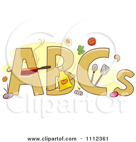 Clipart ABC Letters With Food And Cooking Items - Royalty Free Vector Illustration by BNP Design Studio