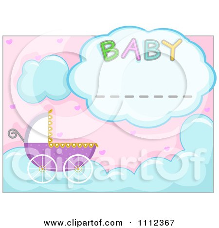 Clipart Baby Pram With A Cloud Frame - Royalty Free Vector Illustration by BNP Design Studio