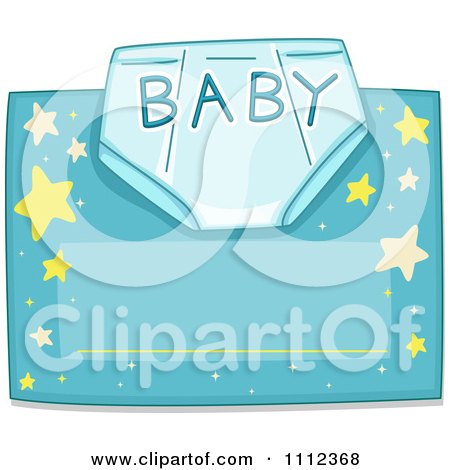 Clipart Baby Diaper With Text Over Blue With Stars And Copyspace - Royalty Free Vector Illustration by BNP Design Studio
