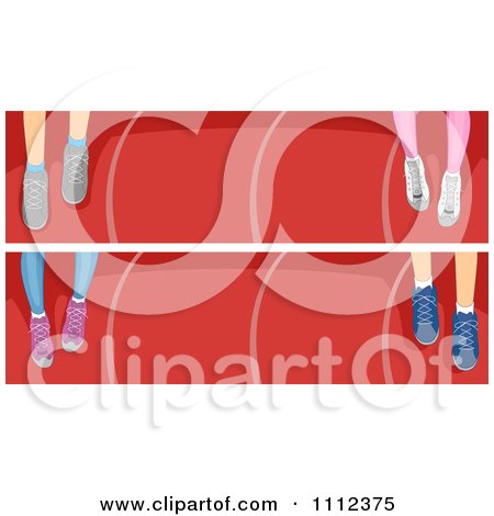 Clipart Website Blog Headers Of Runner Feet On A Track - Royalty Free Vector Illustration by BNP Design Studio