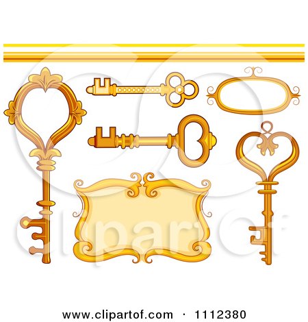 Clipart Vintage Skeleton Keys A Frame Border And Design Elements - Royalty Free Vector Illustration by BNP Design Studio