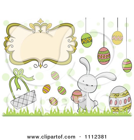 Clipart Frame Bunny And Egg Easter Design Elements - Royalty Free Vector Illustration by BNP Design Studio