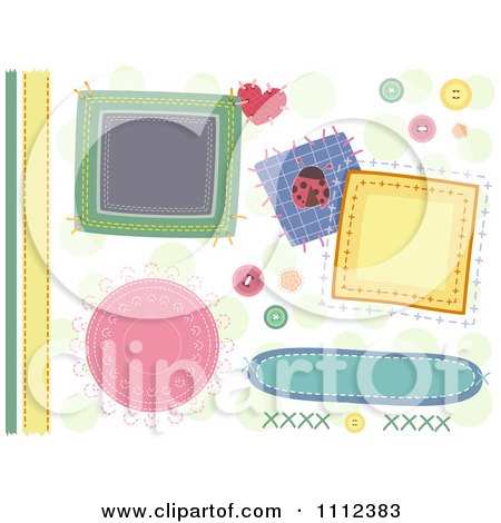 Clipart Patch And Stitch Sewing Border And Design Elements - Royalty Free Vector Illustration by BNP Design Studio