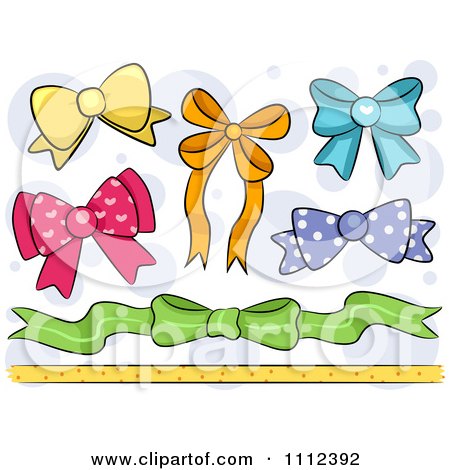 Clipart Colorful Ribbons And A Border Over Bubbles - Royalty Free Vector Illustration by BNP Design Studio